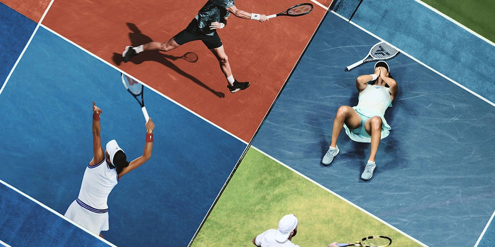 Four athletes play tennis in the poster for Breaking Point.