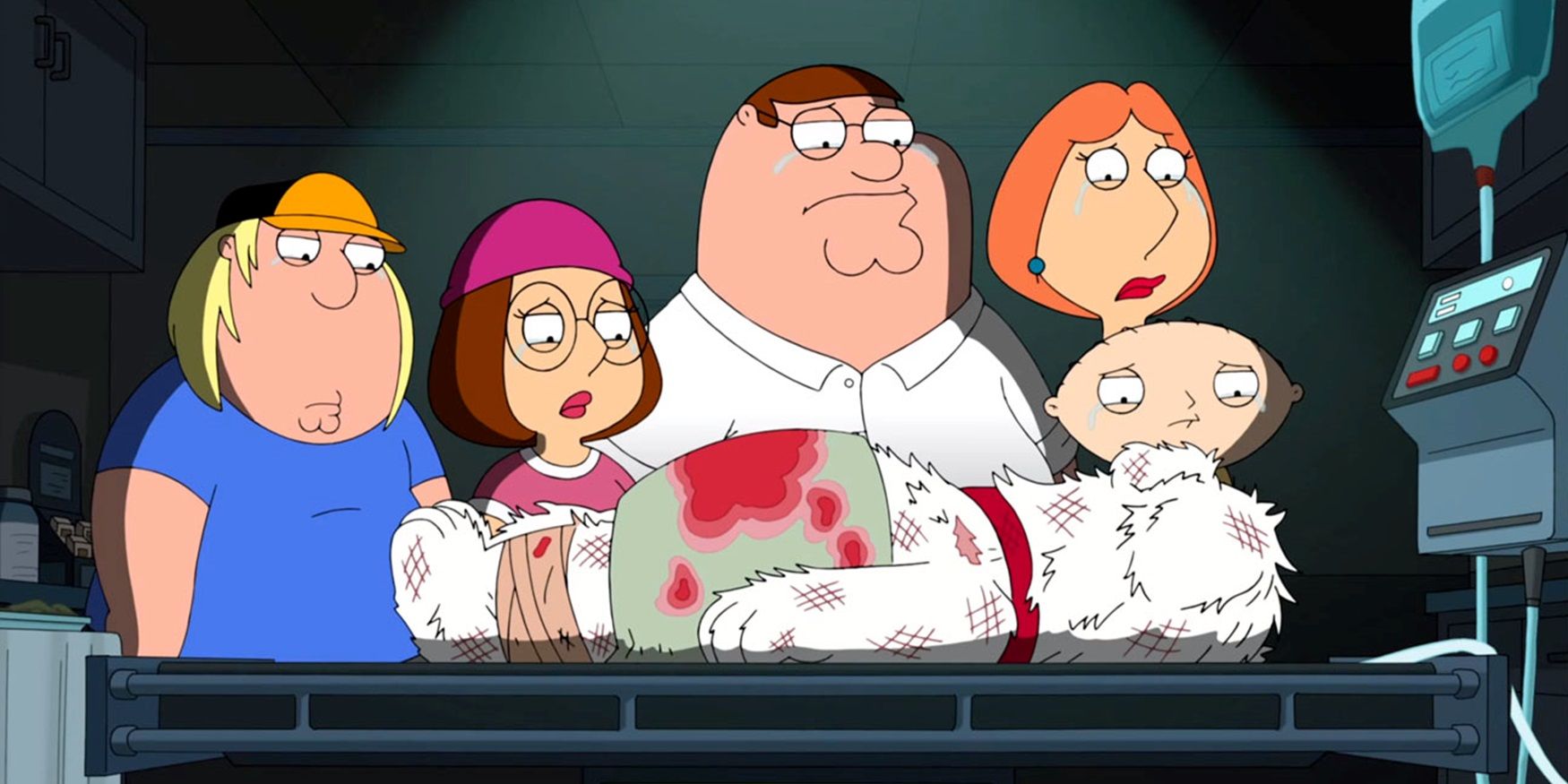 Brian dies in front of the family in Family Guy