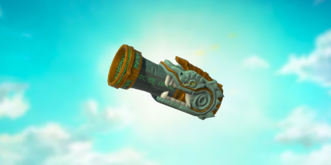 The Cannon from Tears of the Kingdom against a bright sky.
