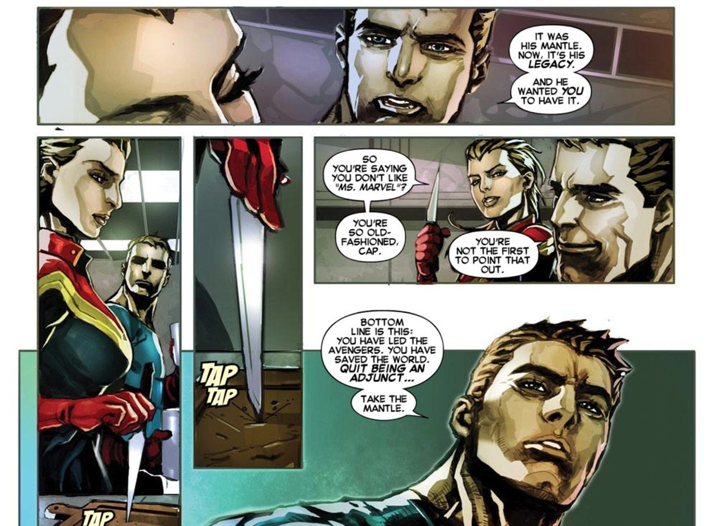 captain america tells carol danvers to take the mantle