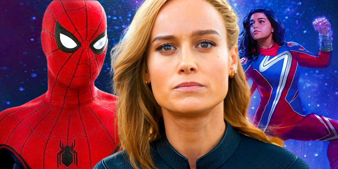 Captain Marvel played by Brie Larson in The Marvels with Spider-Man and Ms Marvel
