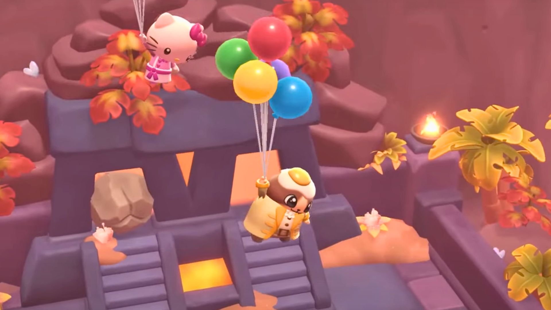 Character wearing Guadetama outfit hat in Hello Kitty Island Adventure