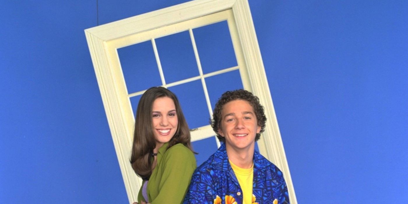 Christy Carlson Romano and Shia Labeouf posing for photo as cast of Even Stevens