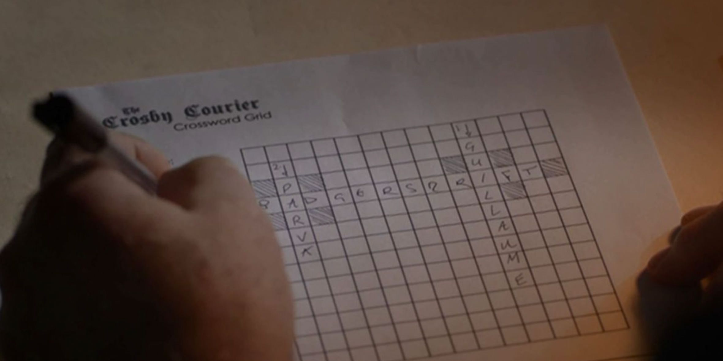 Crossword puzzle answers during the 10th anniversary episode of Midsomer Murders