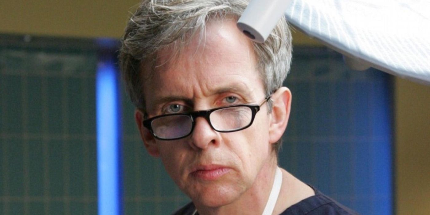 Dr. Hammerback scowls over his glasses in CSI New York