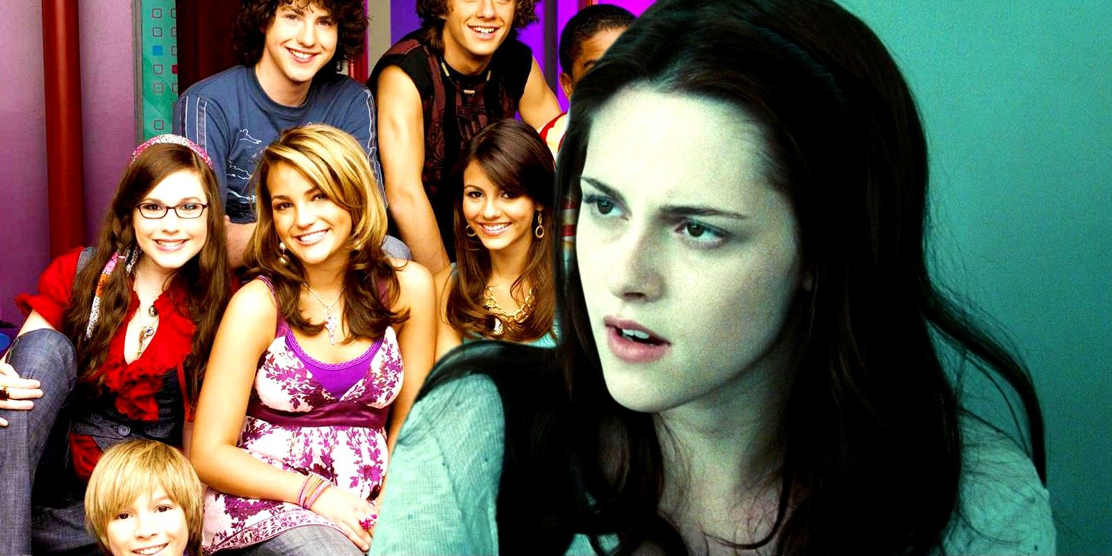 Custom image of Bella Swan in Twilight and the Zoey 101 cast smiling