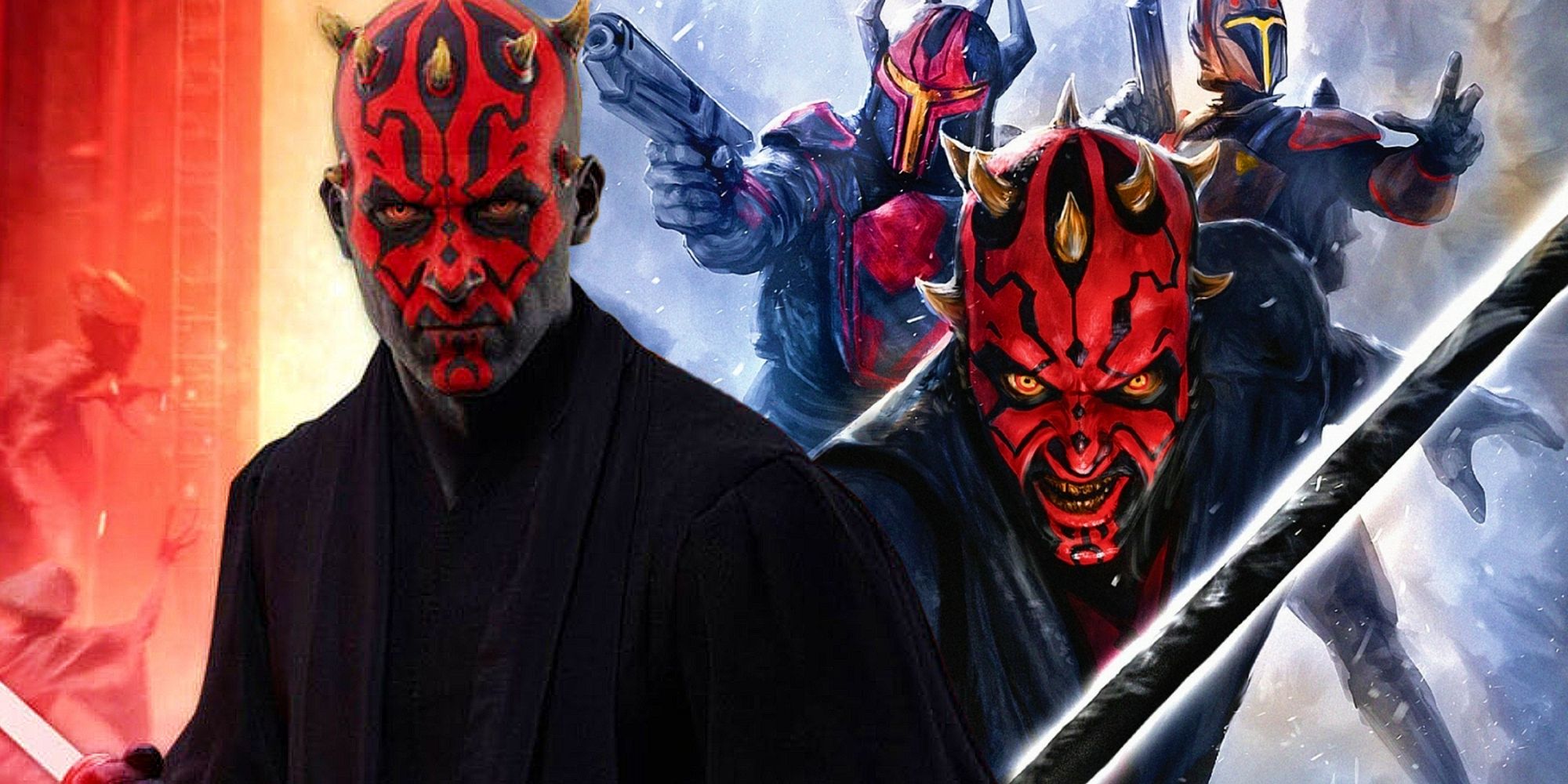 Darth Maul from Star Wars next to artwork from the Son of Dathomir comics