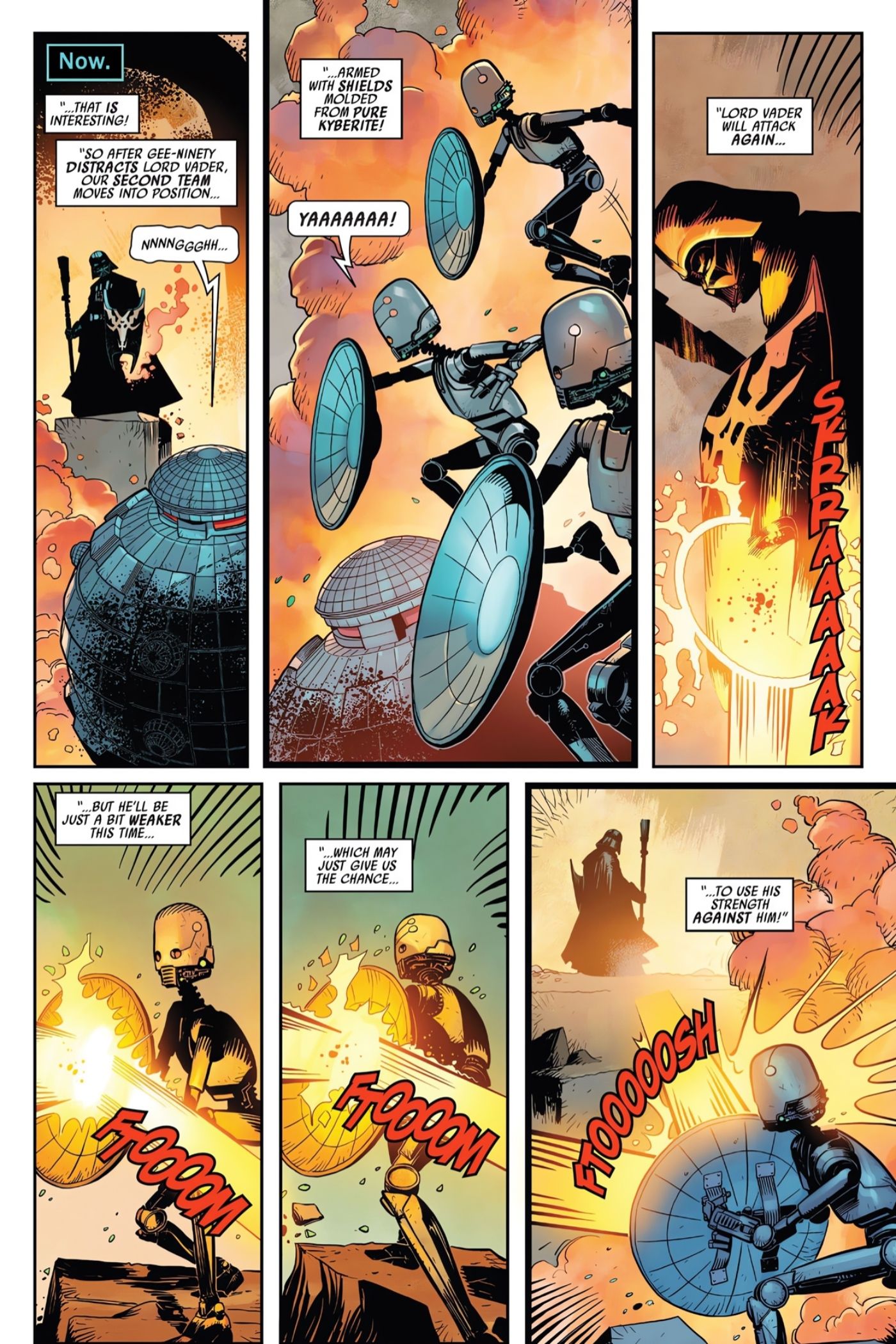 Darth Vader vs an anti-Force droid army.