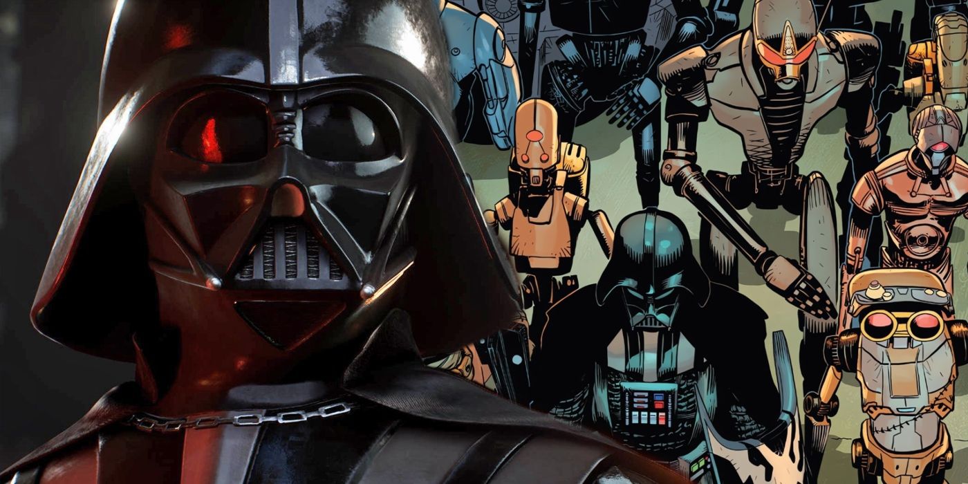 Darth Vader and his droid army.