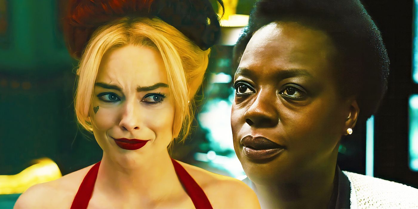 Margot Robbie as Harley Quinn and Viola Davis as Amanda Waller in The Suicide Squad