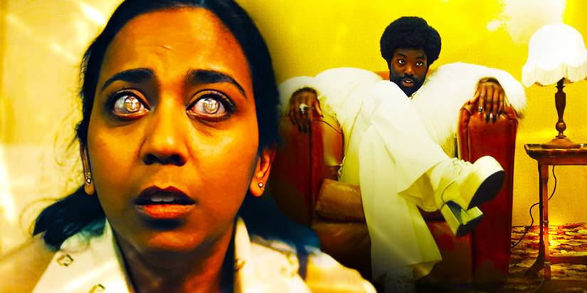 Anjana Vasan as Nida Huw and Paapa Essiedu as Gaap in the Black Mirror episode Demon 79