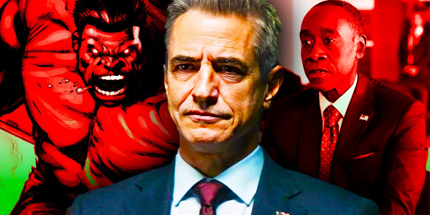 Dermot Mulroney as President Ritson with Red Hulk and Rhodey in the MCU