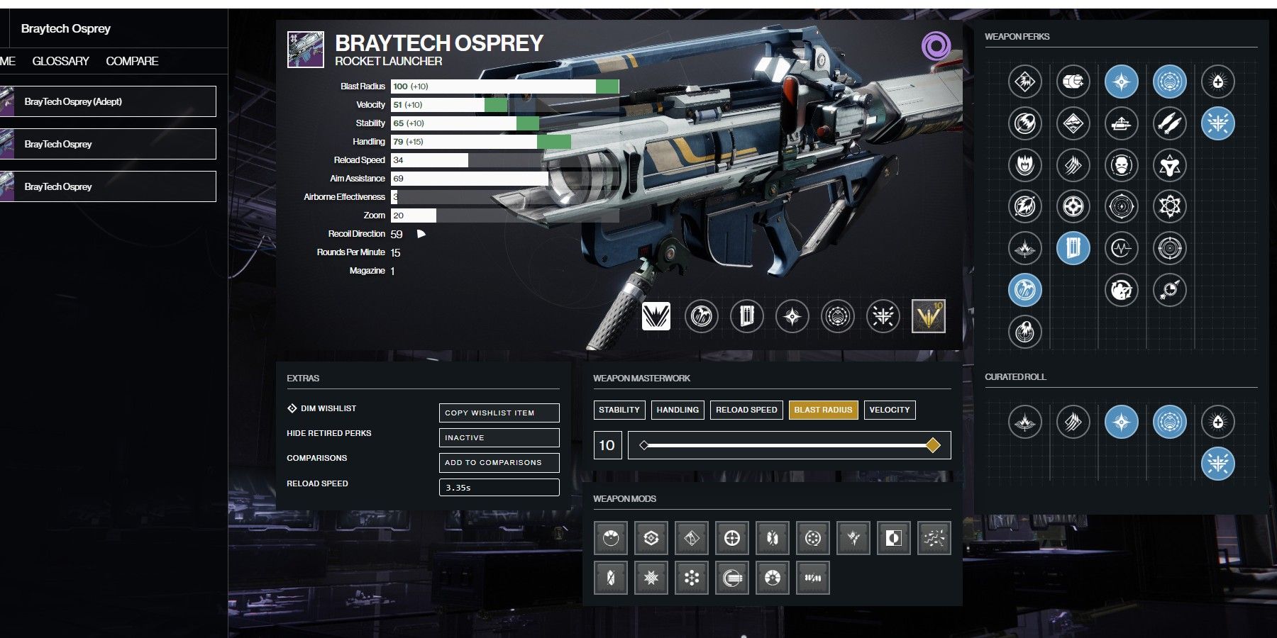 Destiny 2 Braytech Osprey PvE God Roll
