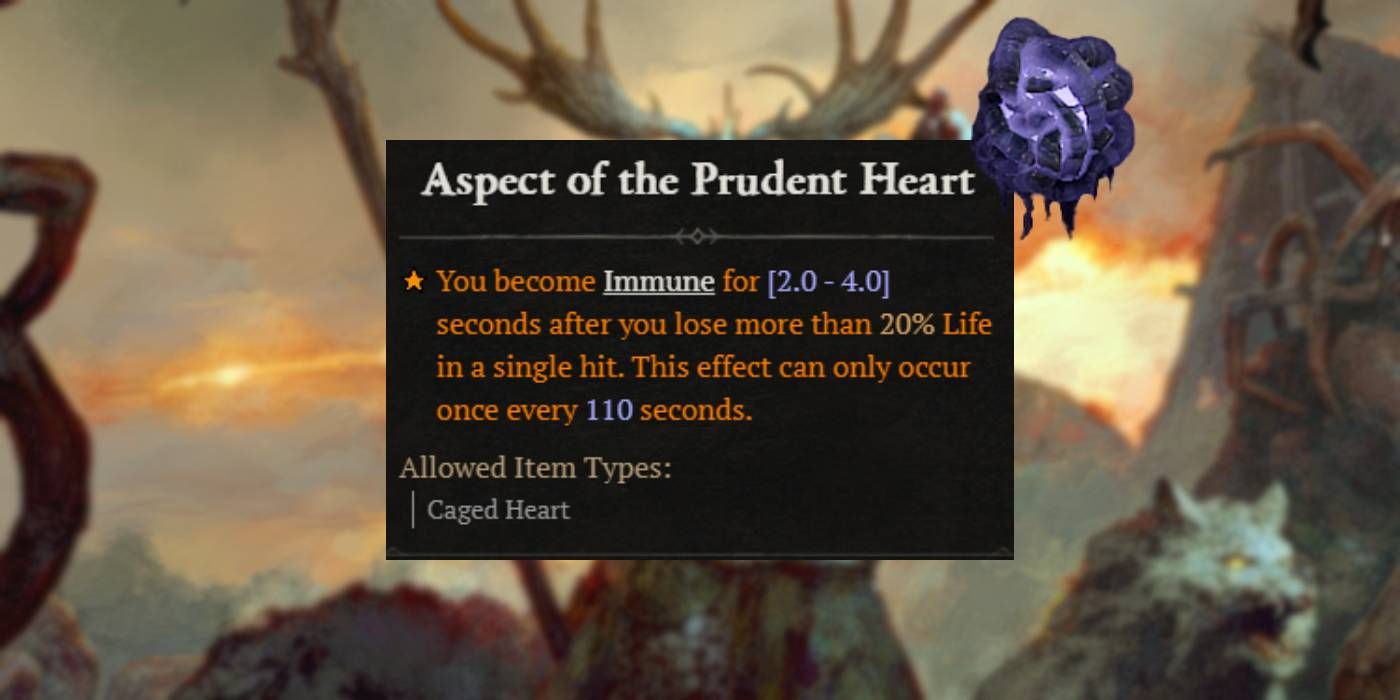 Diablo 4 Aspect of the Prudent Heart from Brutal Malignant Heart Power (Druid)
