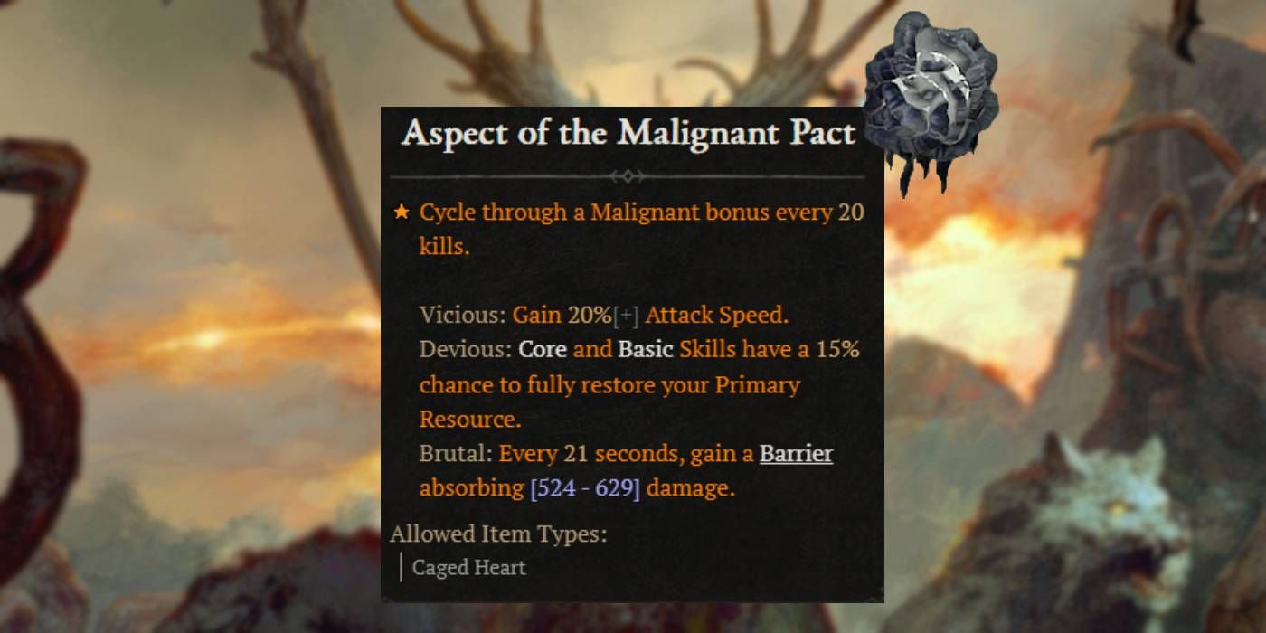 Diablo 4 The Malignant Pact from Wrathful Malignant Heart Power (Druid)