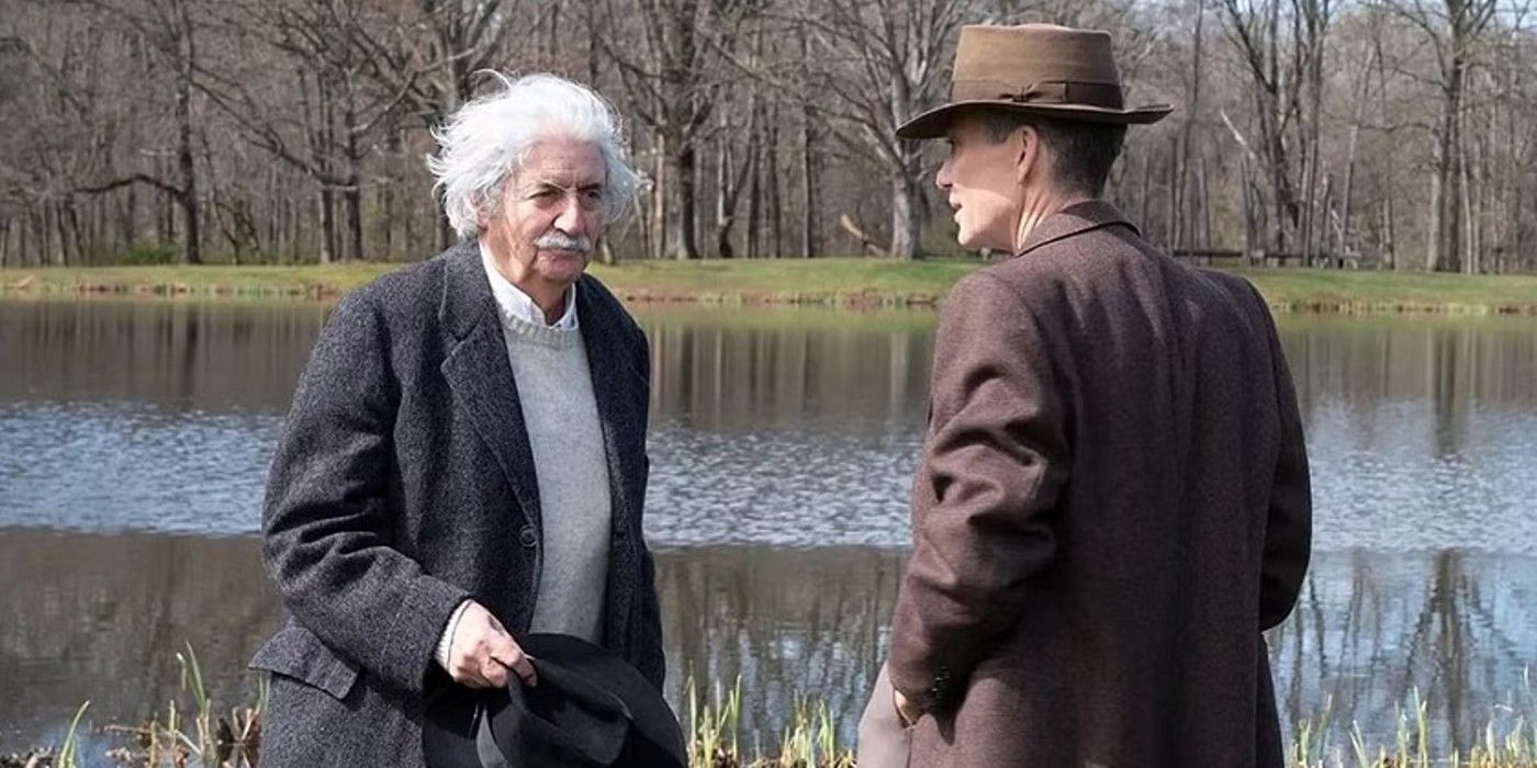 Einstein and Oppenheimer in the Nolan film. 