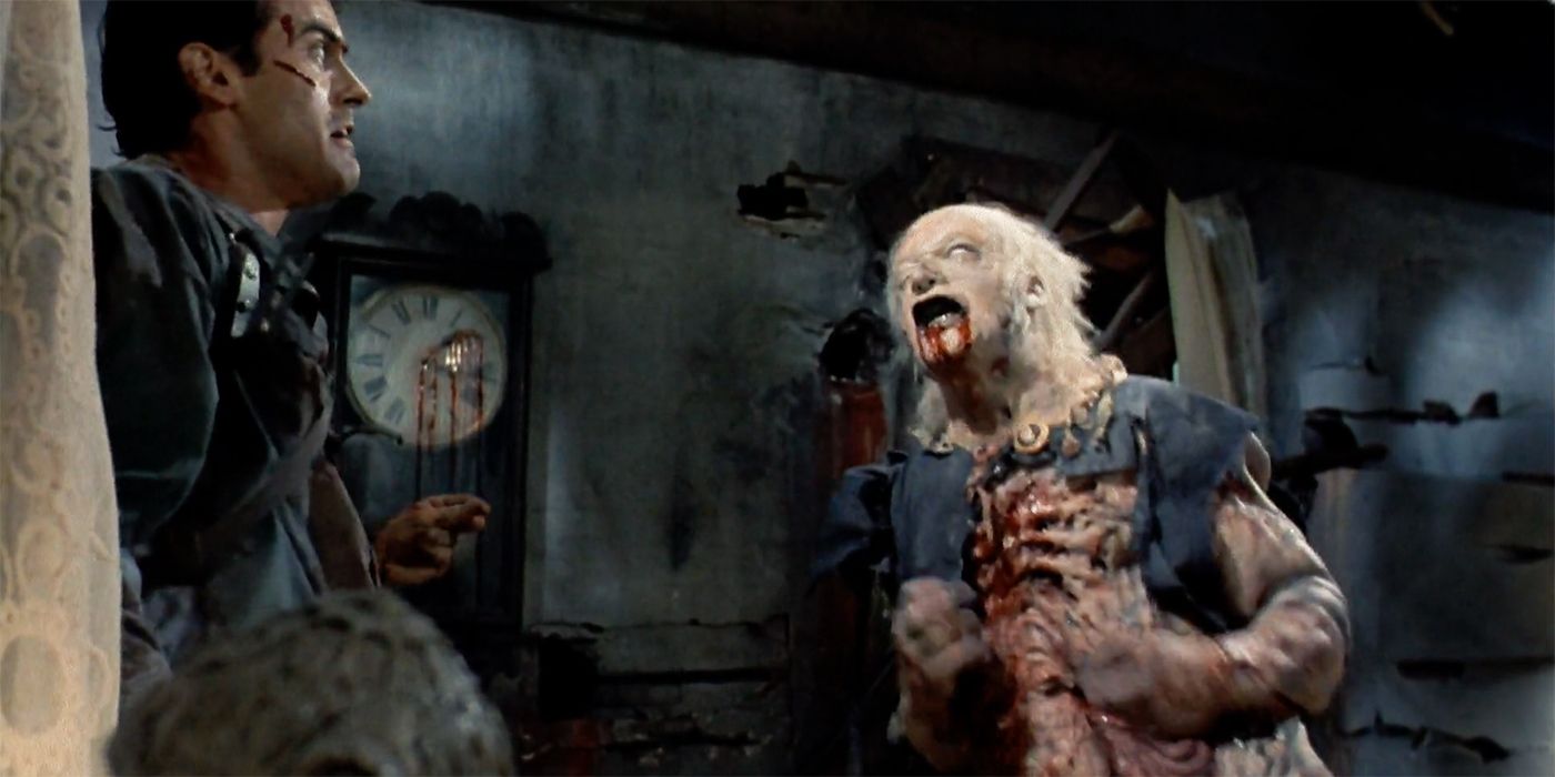 Henrietta attacking Ash in Evil Dead II