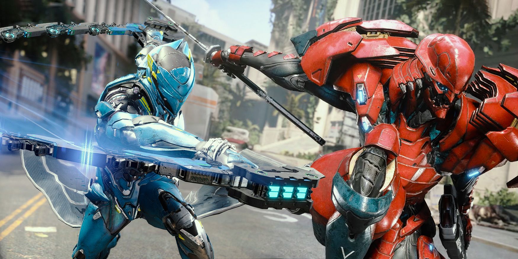 Exoprimal blue and red mechs
