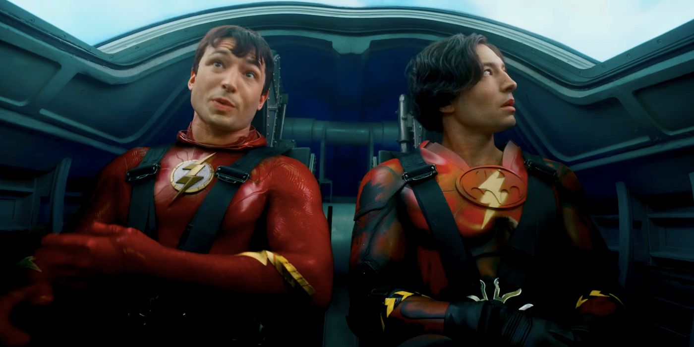 Ezra Miller as Two Barry Allens in the Cockpit of a Plane in The Flash