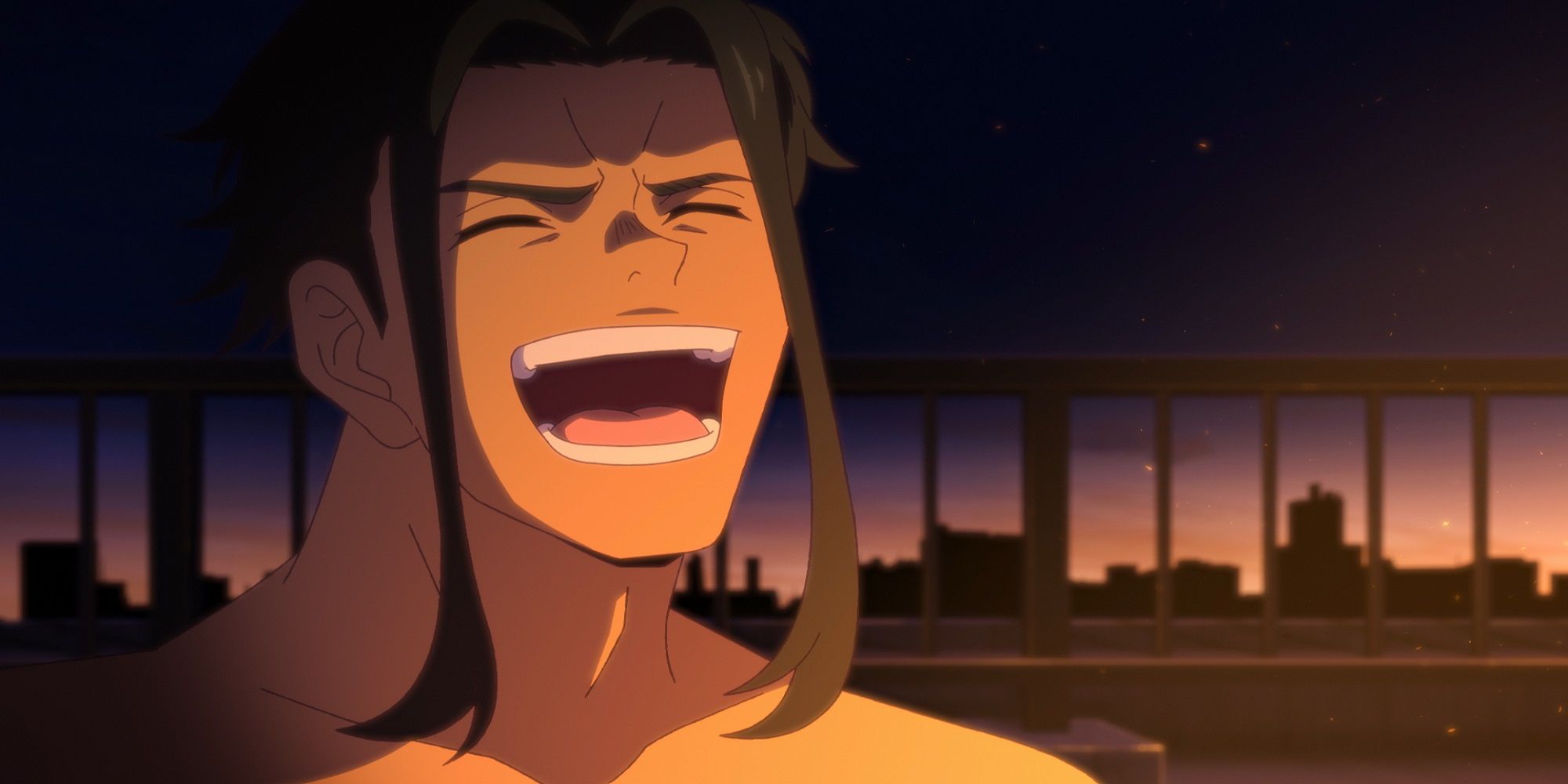 Kencho from Zom 100 Bucket List of the Dead laughing in episode 3