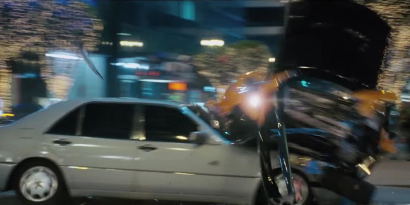Mercedes crashes into Han's Mazda in The Fast and the Furious Tokyo Drift