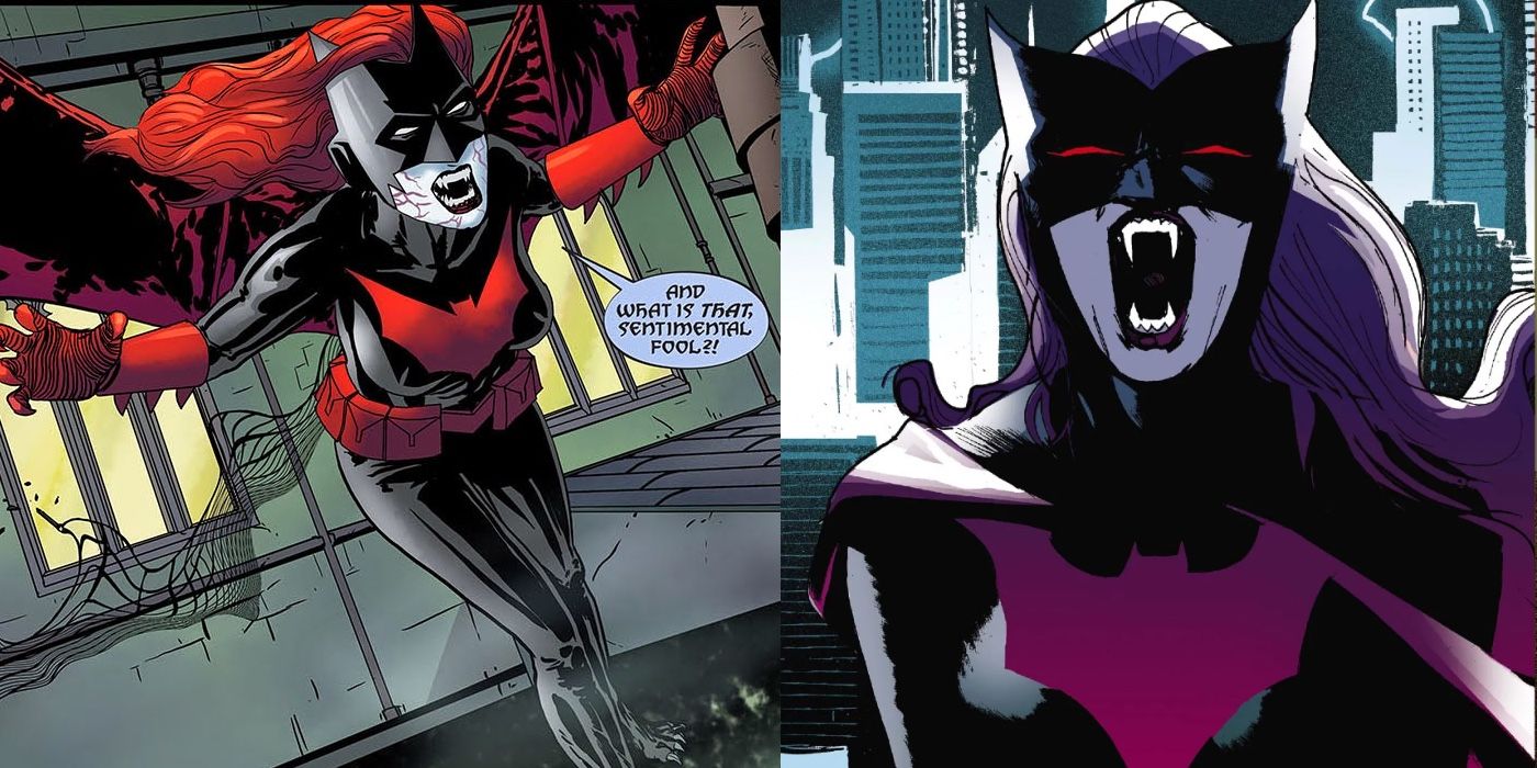 Future's End's Vampire Batwoman running at someone and snarling alone