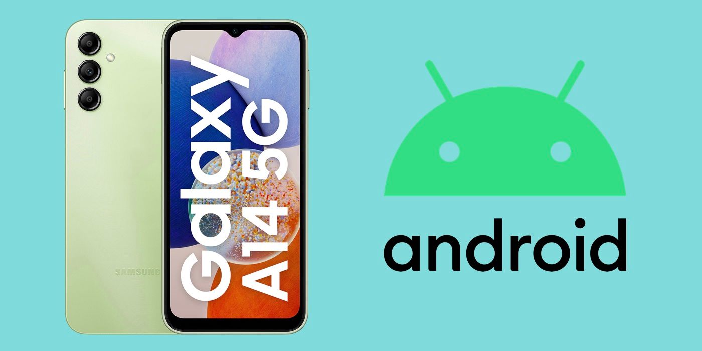 Galaxy A14 5G next to Android logo
