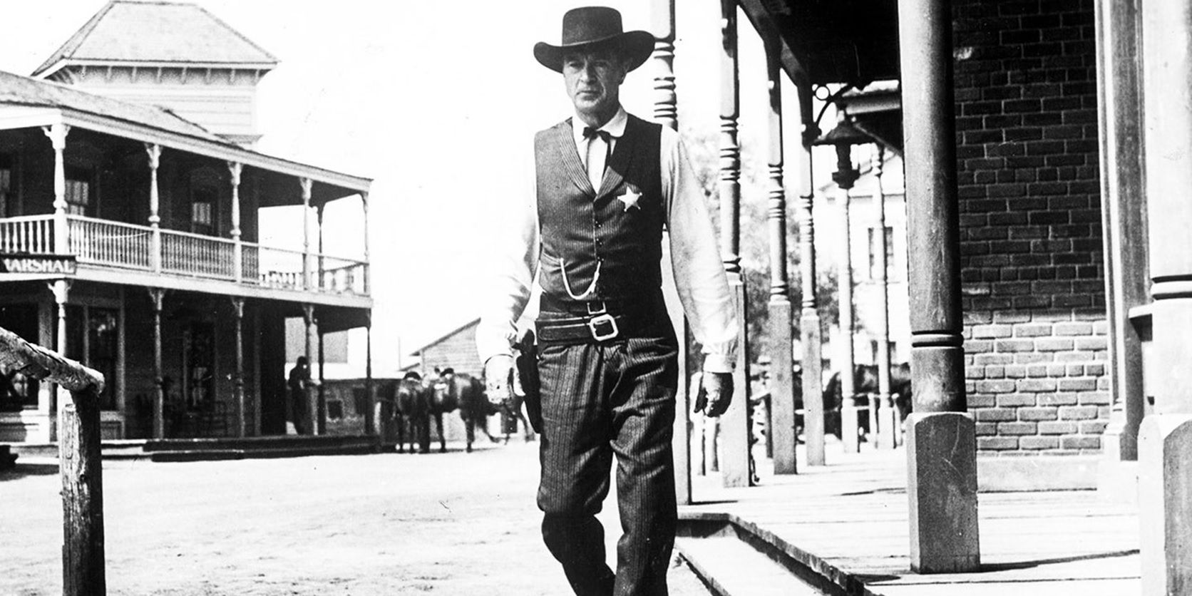Gary Cooper in the town square in High Noon
