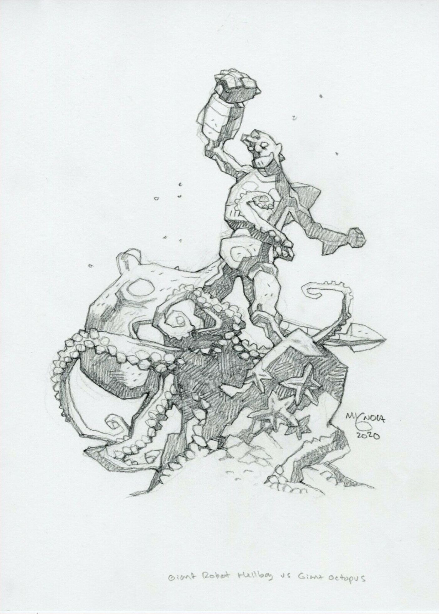 Esboço do Robô Gigante Hellboy por Mike Mignola 1