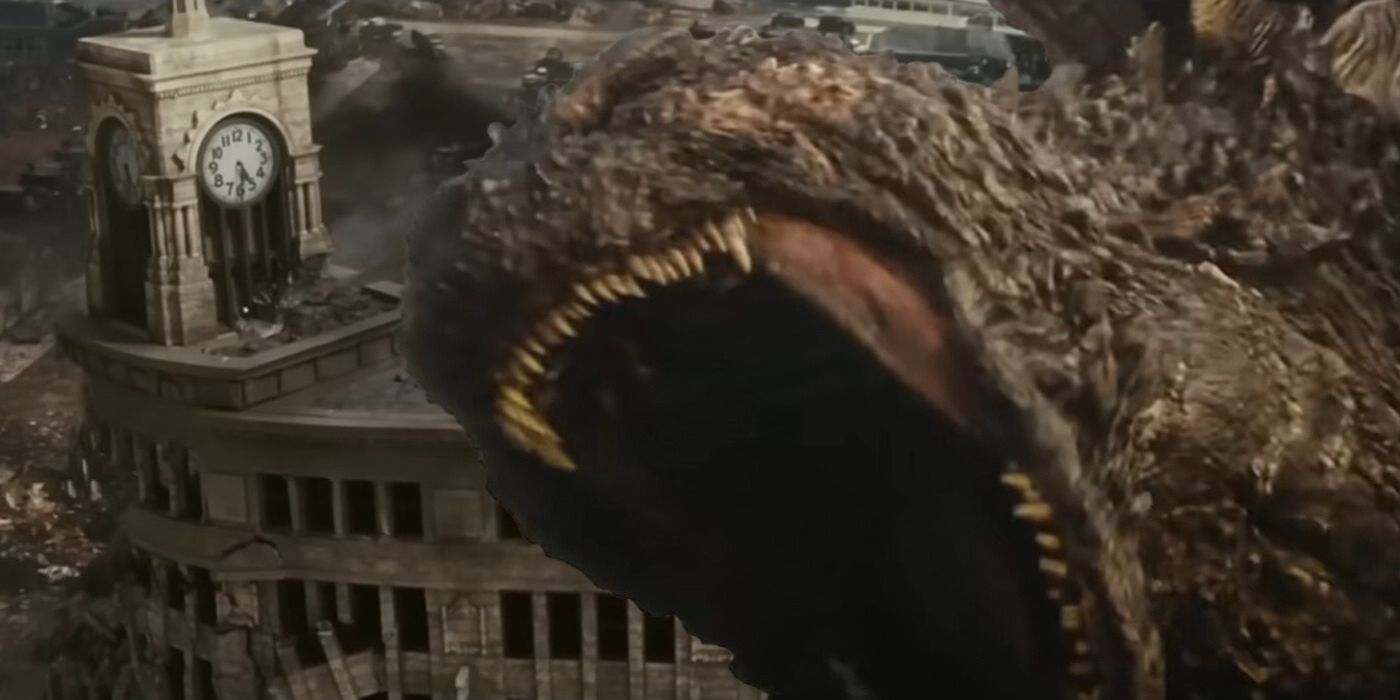 Godzilla roars in Tokyo in Godzilla Minus One.