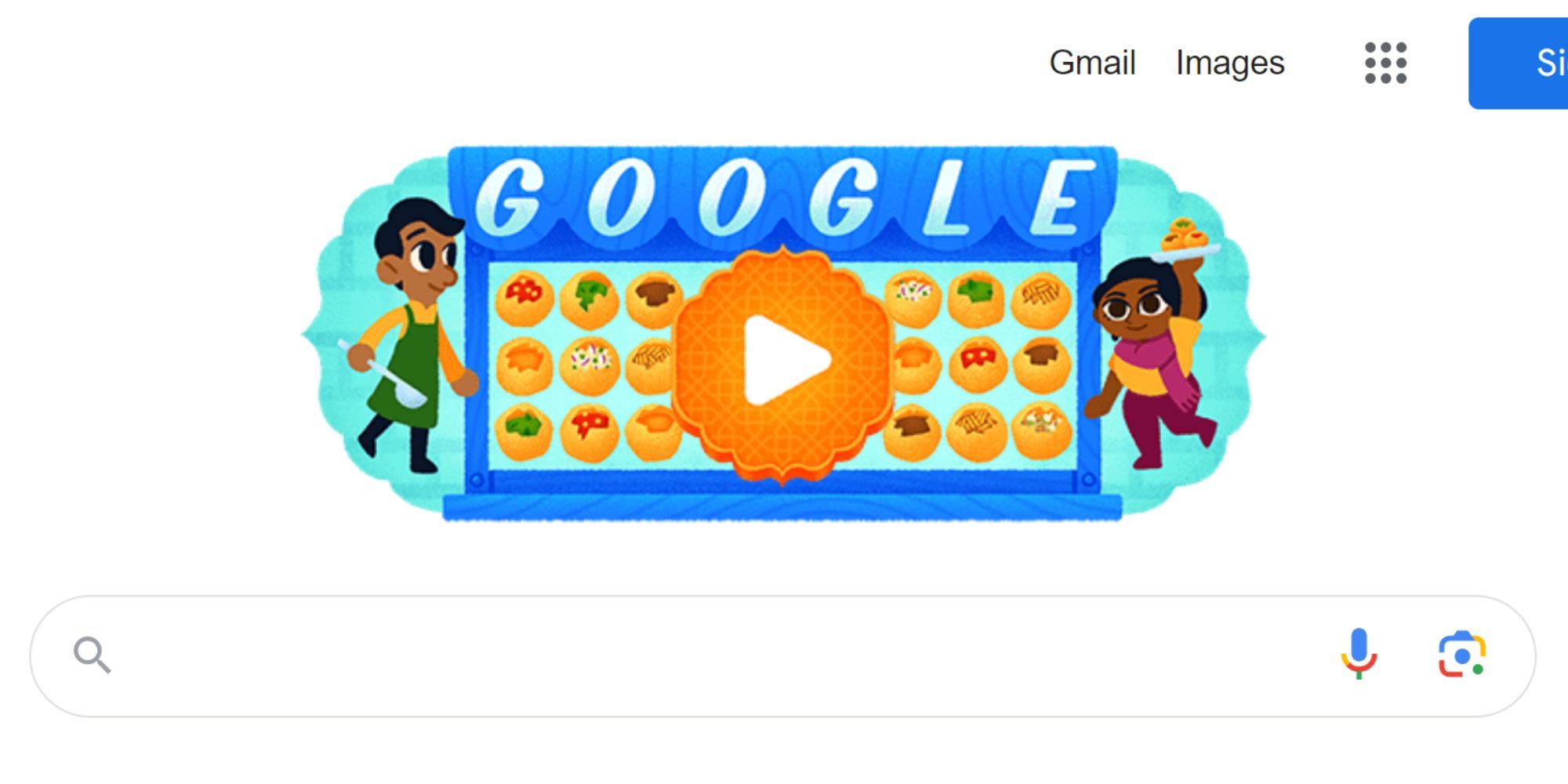 Screenshot of the Google Pani Puri doodle game