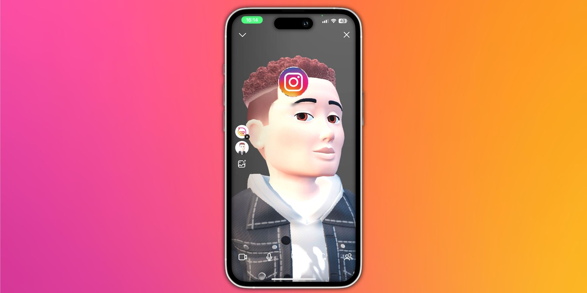 Screenshot of video call avatars on Instagram and Messenger