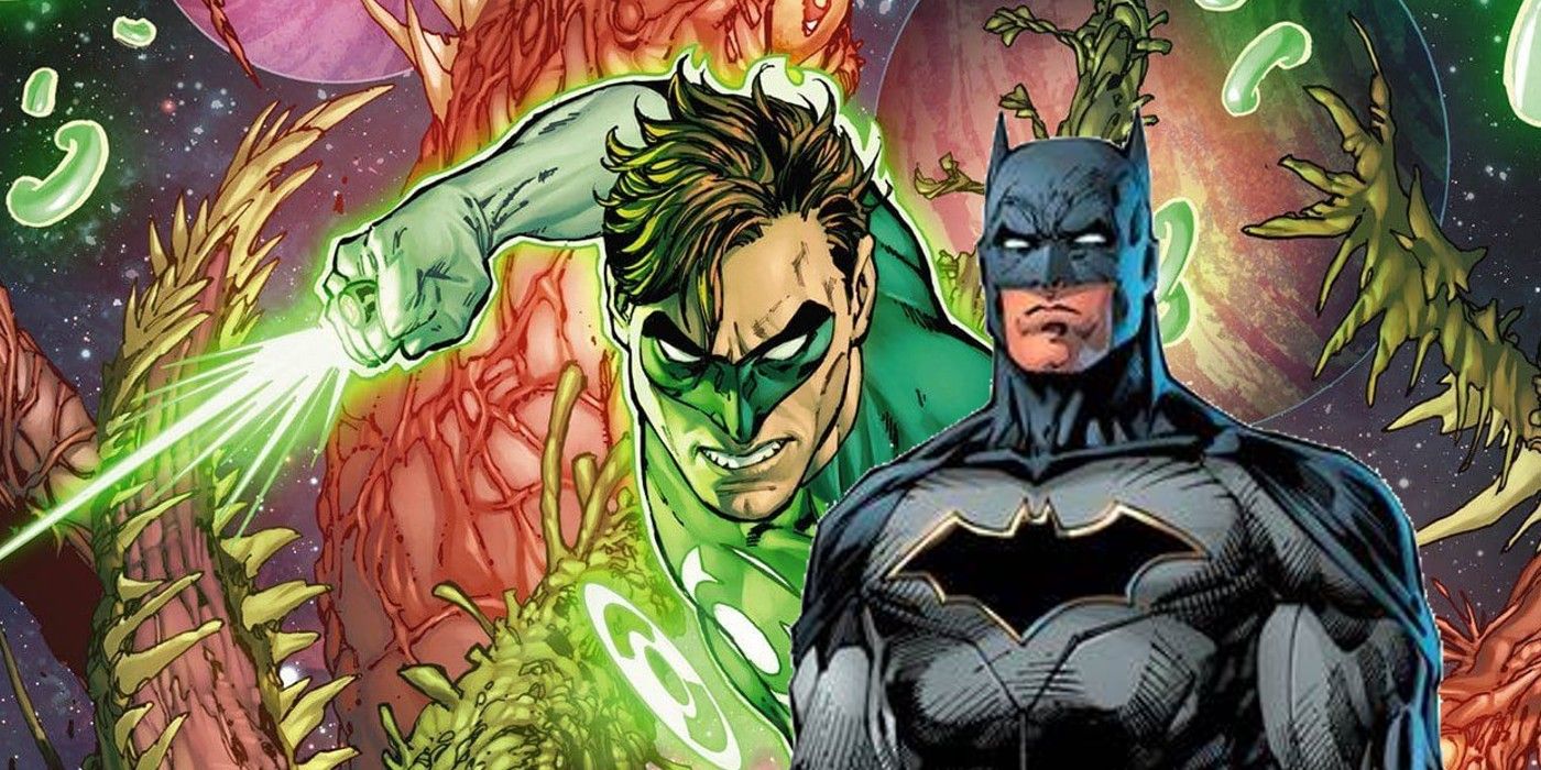 imagen compuesta de linterna verde y batman