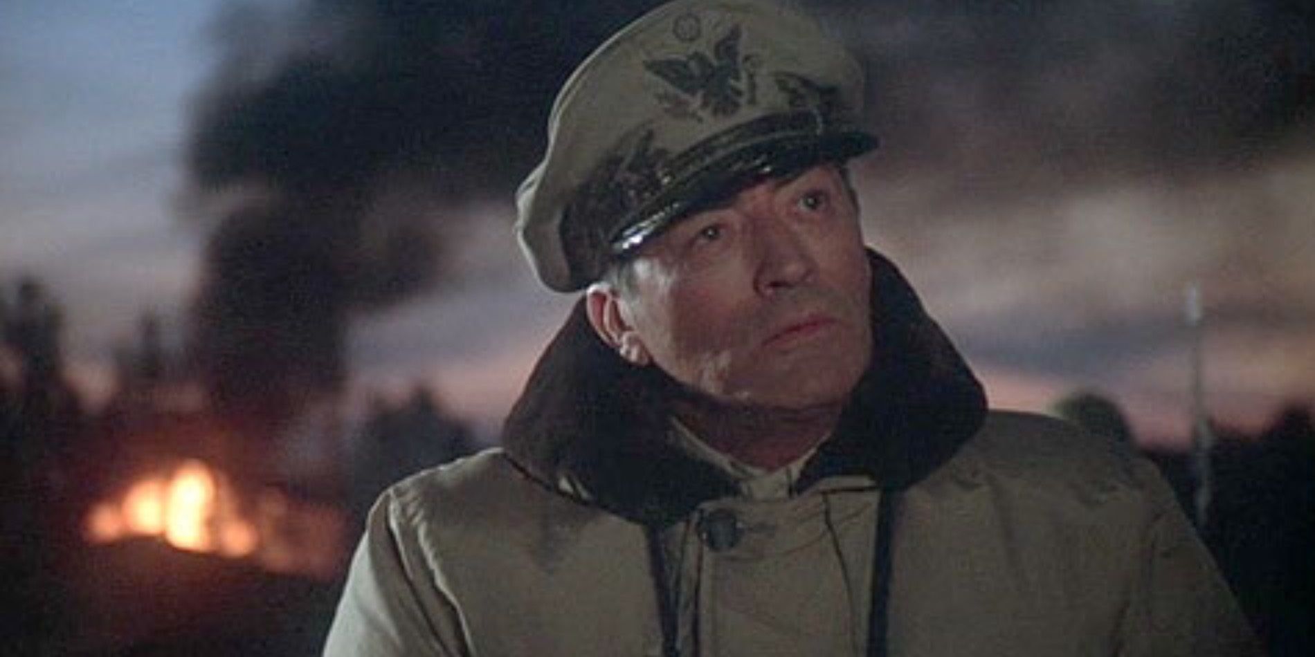 Gregory Peck in a military uniform as General MacArthur.