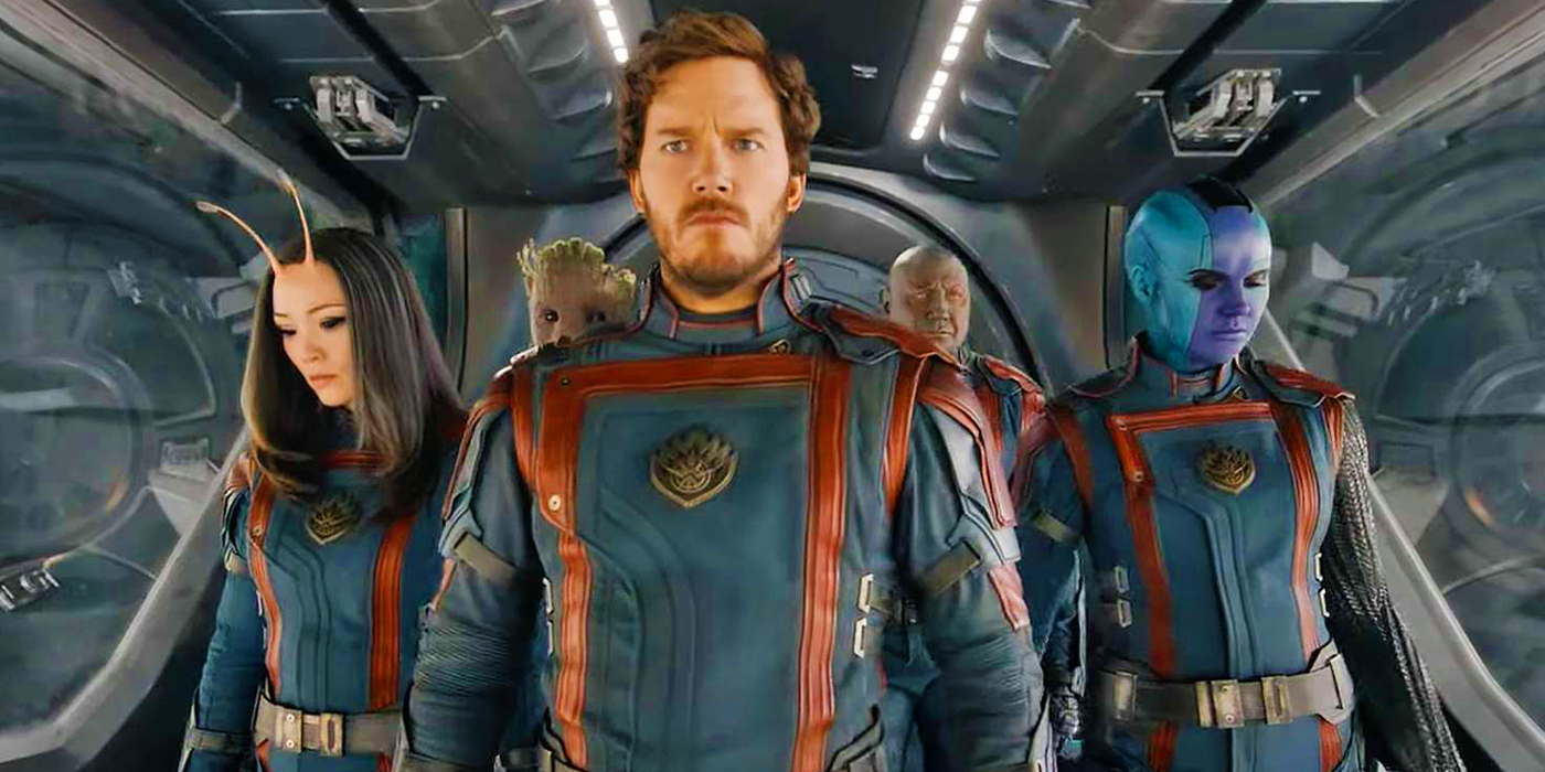 Guardians of the Galaxy members Star-Lord, Mantis, Nebula, Groot, and Drax in Vol 3