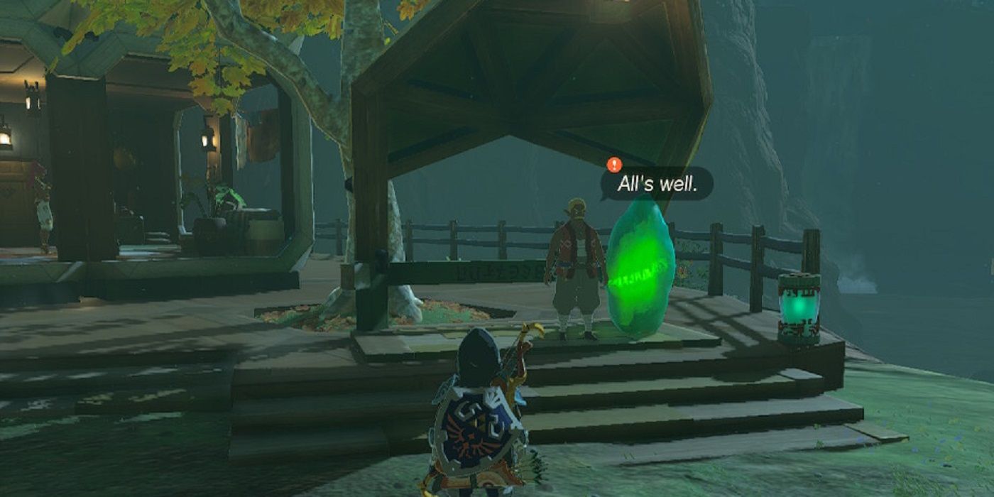 Hagie with a rock that solves a shrine puzzle in Zelda Tears of the Kingdom