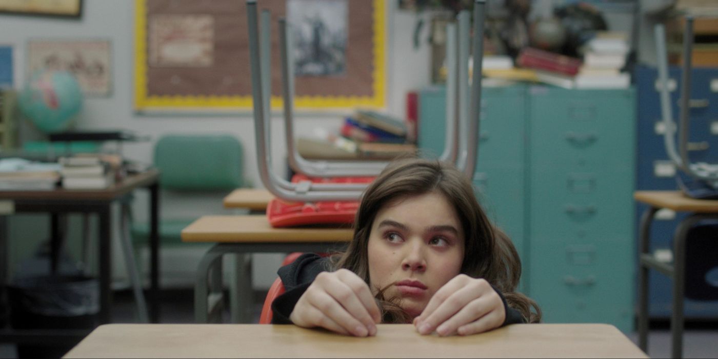 Hailee Steinfeld slouches at her desk in The Edge of Seventeen