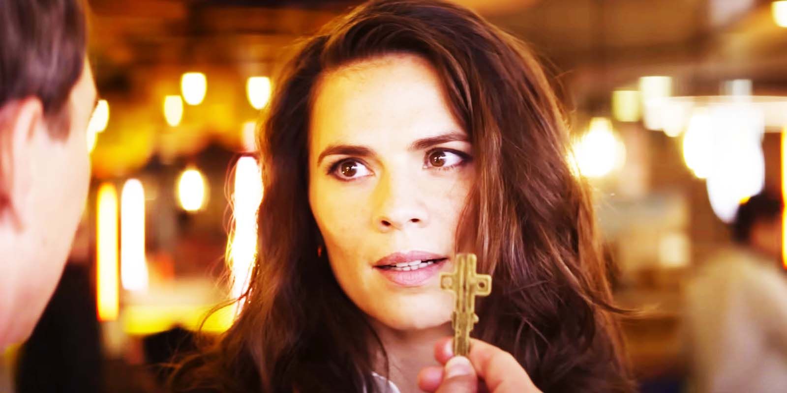 Hayley Atwell as Grace with half of the key in Mission: Impossible - Dead Reckoning Part One