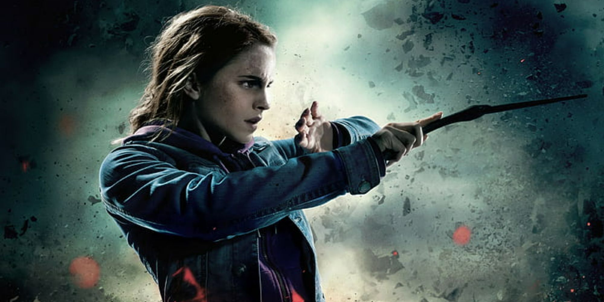 Hermione Granger in a Deathly Hallows poster cropped