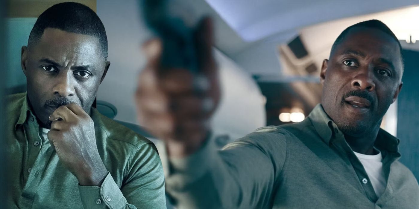 A composite image of Idris Elba in Hijack season 1