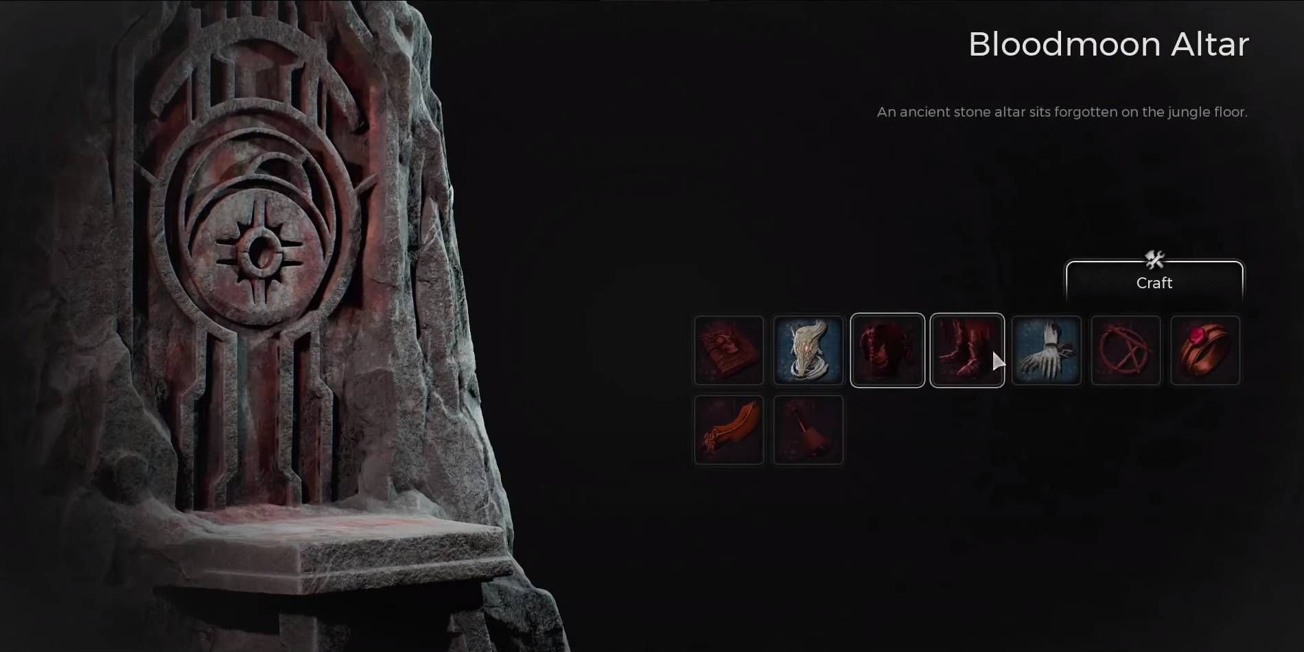 Remnant 2 Bloodmoon Altar with Items to Purchase with Blood Moon Essence