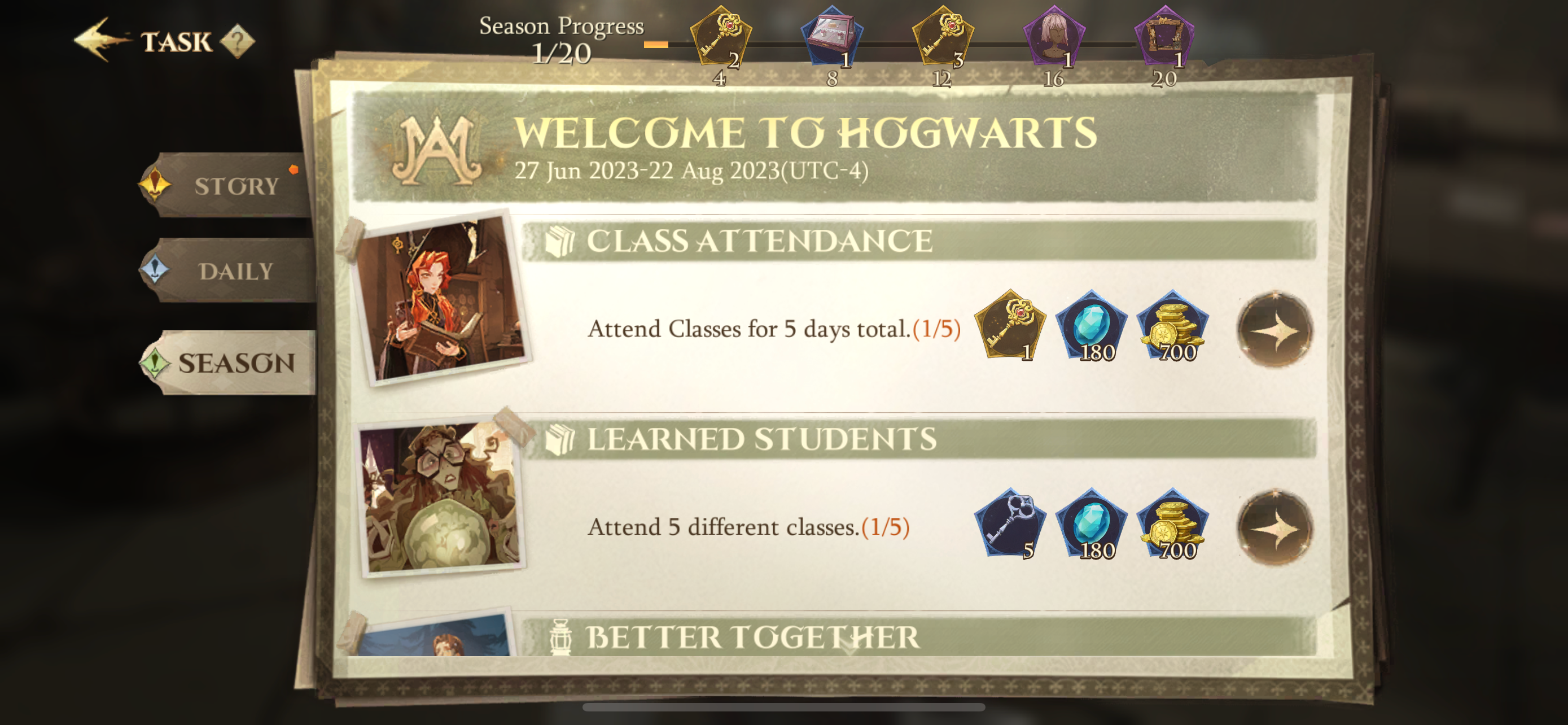 Season Pass in Harry Potter: Magic Awakened