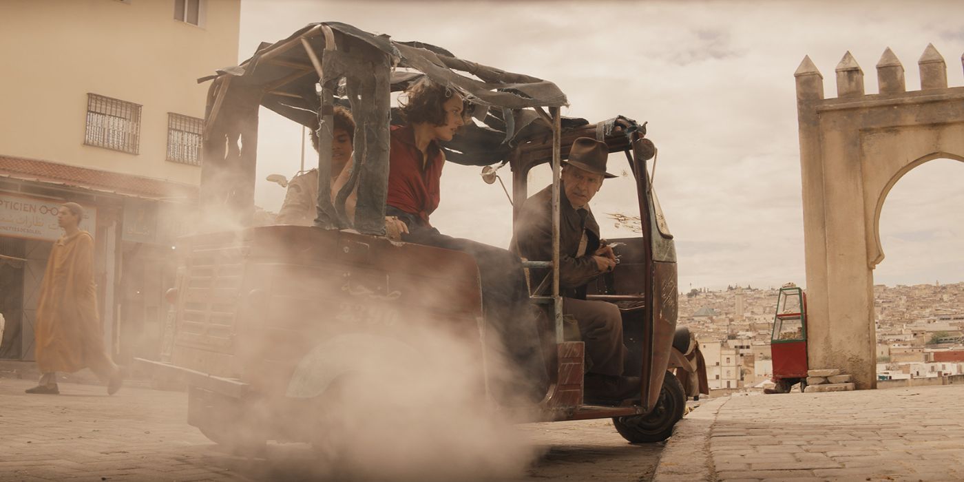 Indiana Jones riding a tuktuk in Tangier
