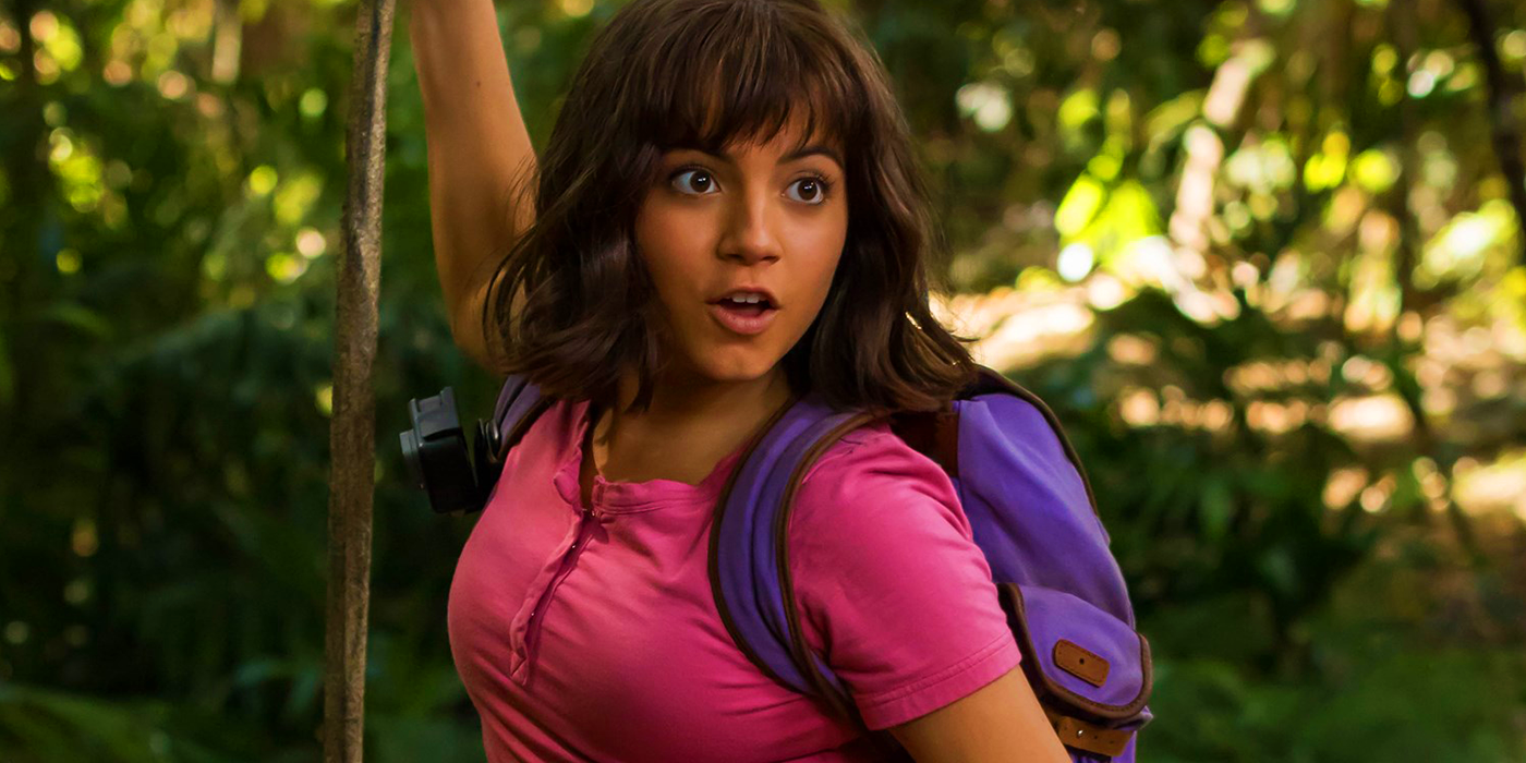 Isabela Merced as Dora in Dora and the Lost City of Gold looking surprised