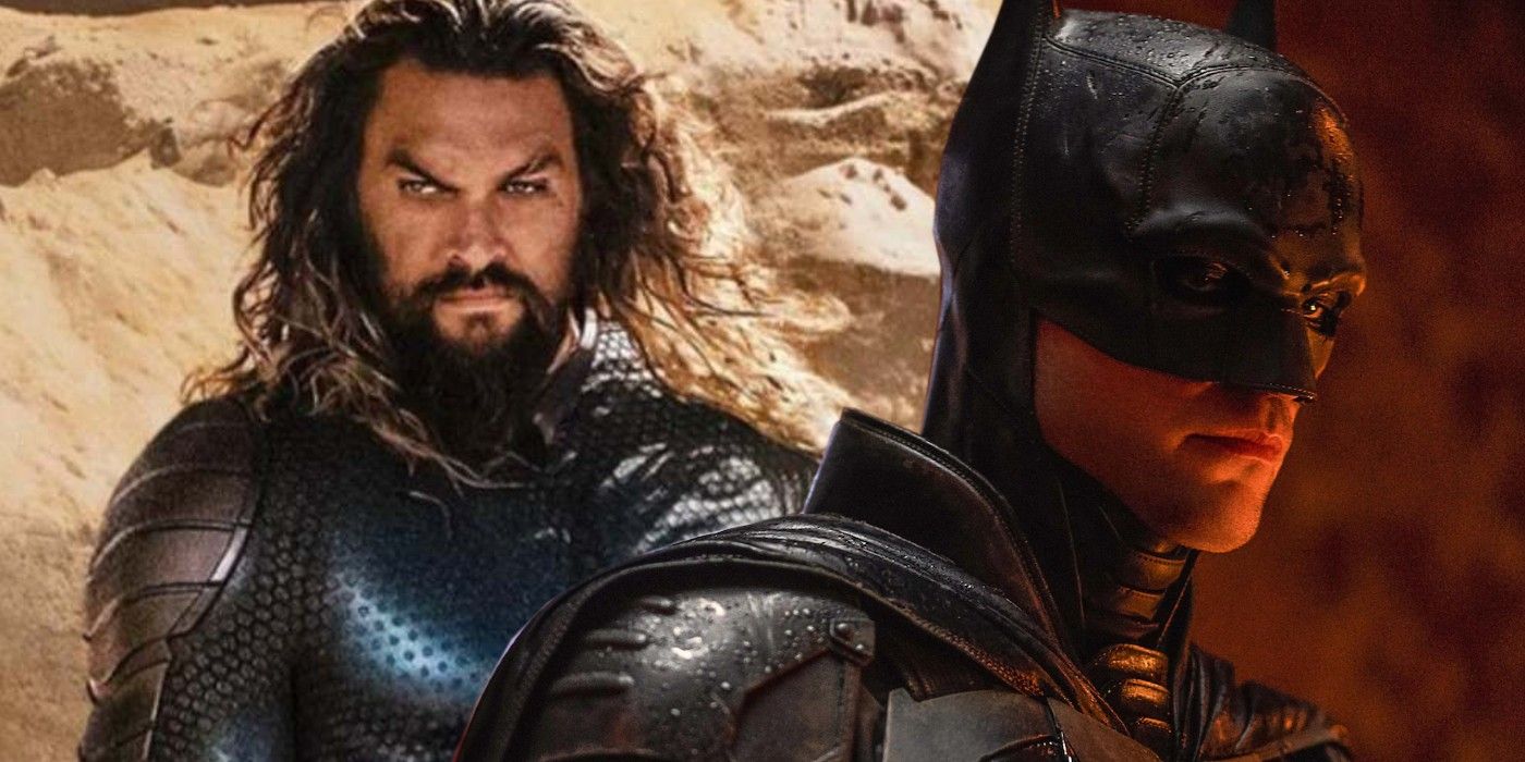 Jason Momoa as Aquaman and Robert Pattinson as Batman