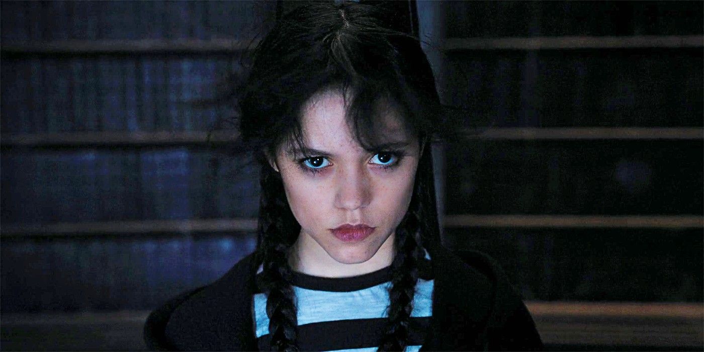 Jenna Ortega as Wednesday giving a death stare in Wednesday season 1