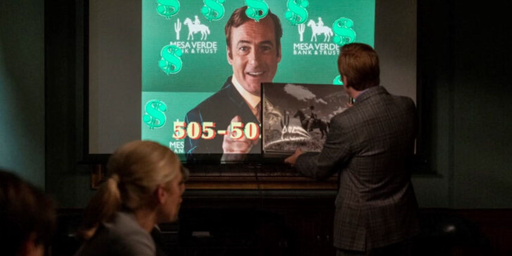 Jimmy plays a commercial for Mesa Verde in Better Call Saul