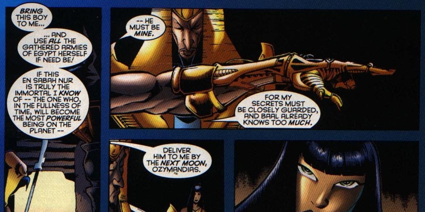 Kang ordering his minions to find Apocalypse.