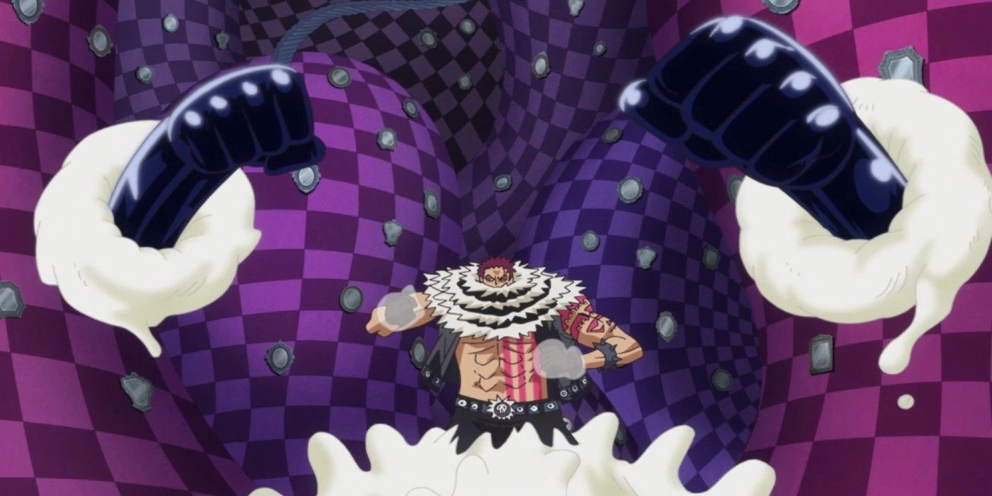 Katakuri using his mochi powers in the mirror realm in one piece
