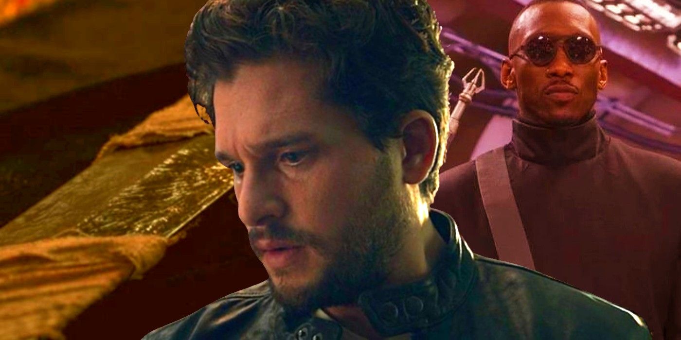 Kit Harrington with his Sword from Eternals and Mahershala Ali's Blade